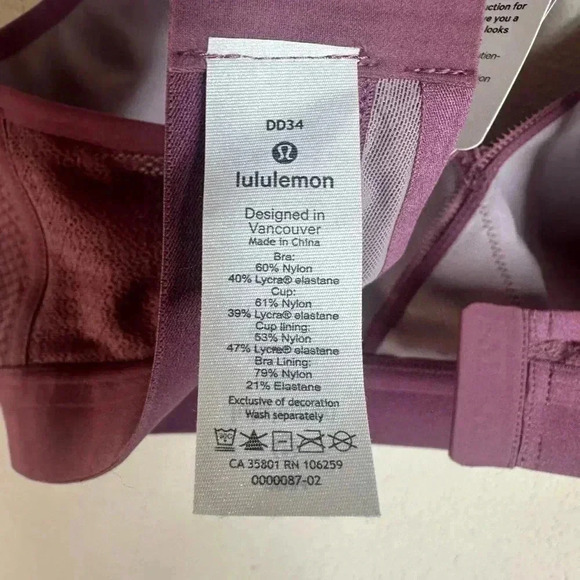 Lululemon Awake to Lace Bra Plumful Smoky Blush size 34DD - Picture 3 of 4